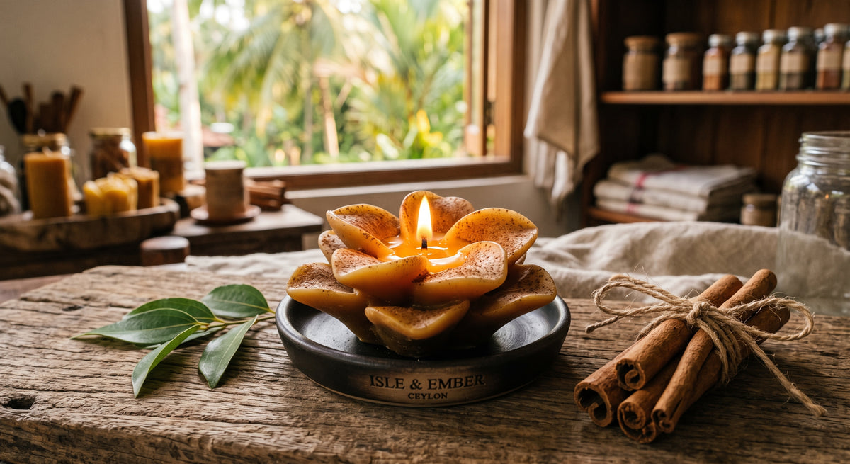 The Ceylon Cinnamon Blossom – Hand-Poured Flower Shaped Candle